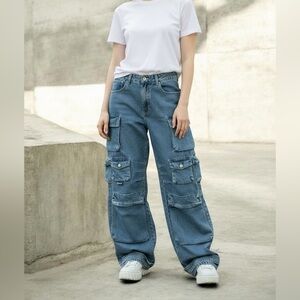 Forever 21 Premium Denim Cargo Jeans